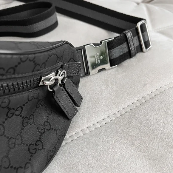 Rare Gucci Black Monogram Guccissima Belt Shoulder Bag Italy - Picture 4 of 14